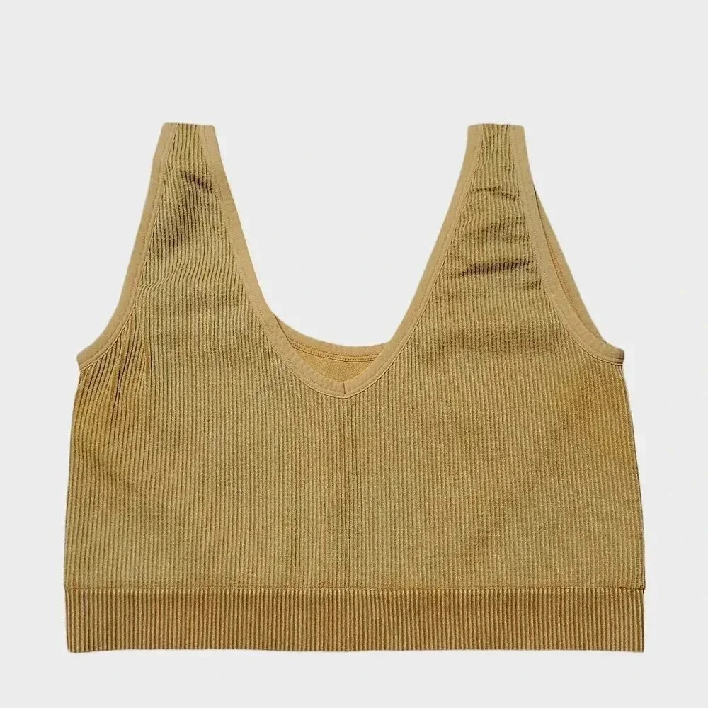 Colsie Women's Reversible Ribbed Bralette - Burnt Orange/Brown Size 2X